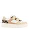 Graceland leren sneakers beige/panter/roze glitter