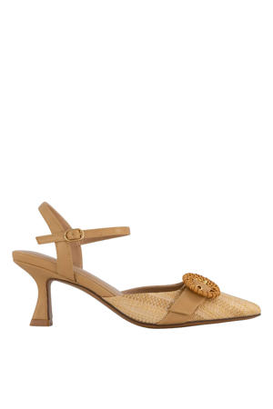 imitatieleren leren pumps beige