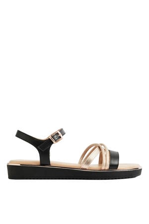 leren sandalen zwart/goud