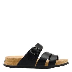 imitatieleren slippers zwart