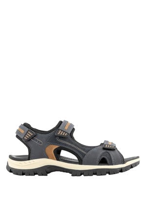imitatieleren sandalen met profielzool donkerblauw