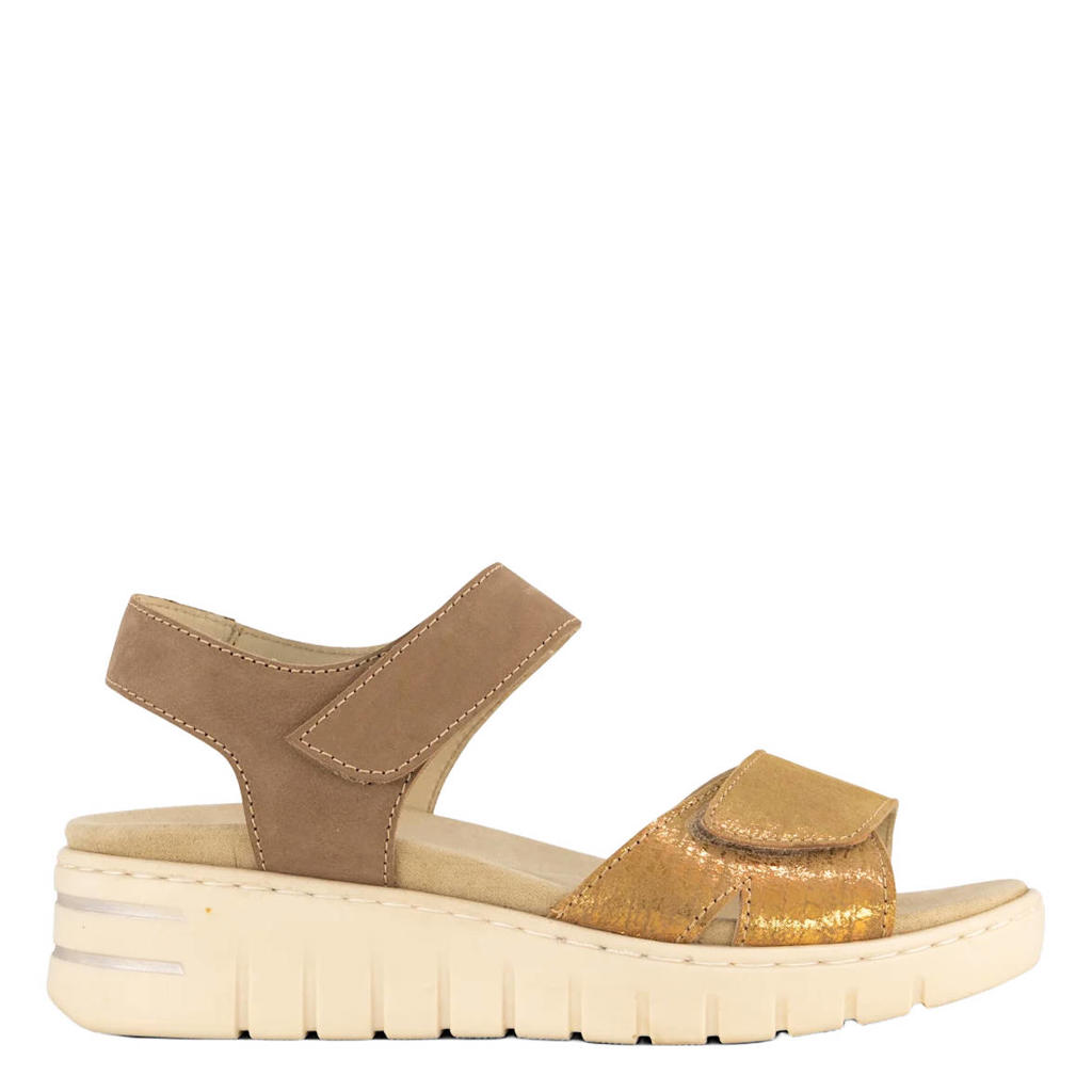Bruine dames Medicus sandalen van textiel/synthetisch met klittenband