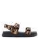 Graceland leren sandalen met panterprint cognac/zwart