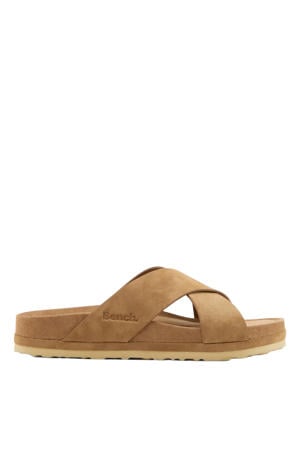 imitatieleren slippers - cognac
