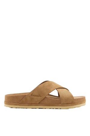 imitatieleren slippers - cognac