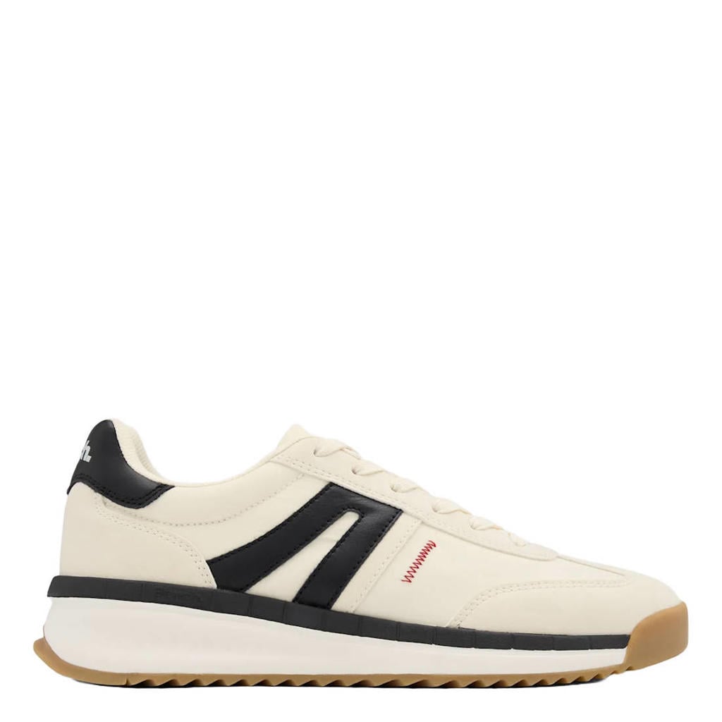 Beige heren Bench leren sneakers met veters