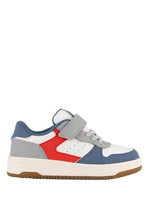 leren sneakers blauw/rood