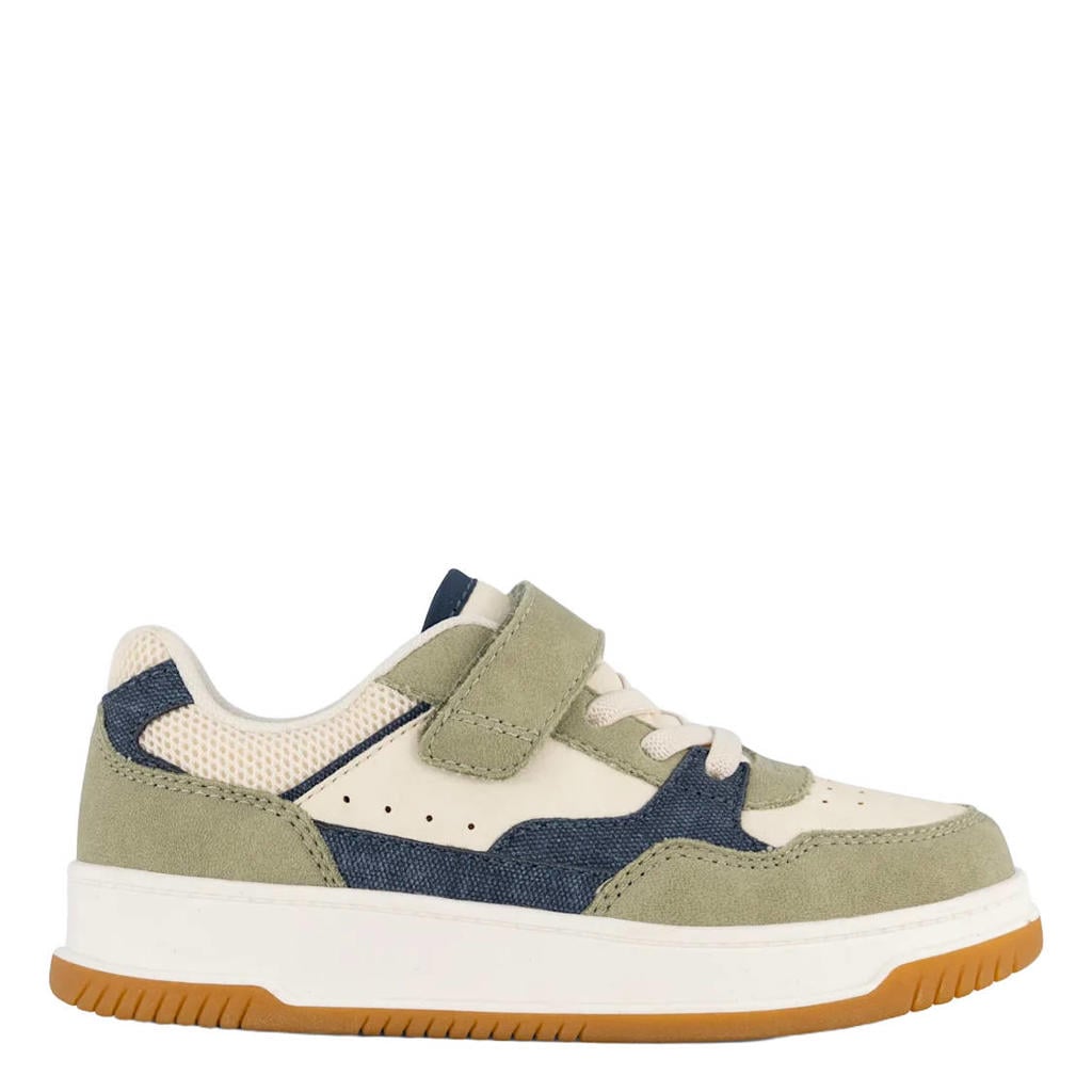 Beige, groen en donkerblauwe jongens Vty sneakers van synthetisch/textiel met veters
