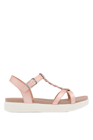 leren sandalen met strass lichtroze/zilver