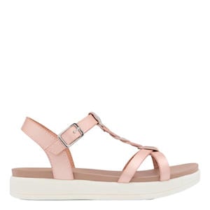 leren sandalen met strass lichtroze/zilver