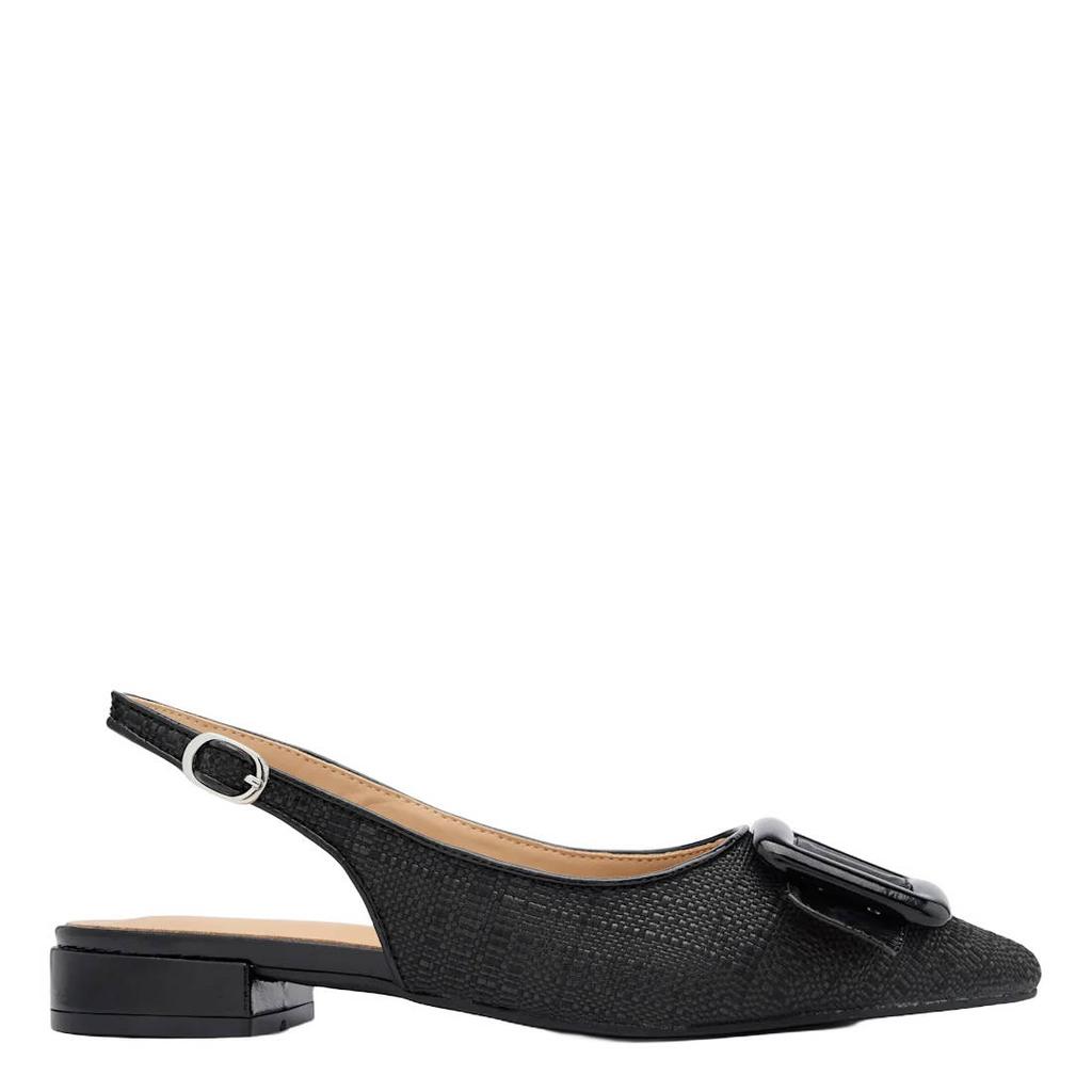Zwarte dames Graceland slingback loafers van imitatieleer met gesp