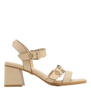 leren sandalettes beige