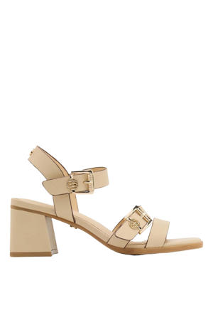 leren sandalettes beige