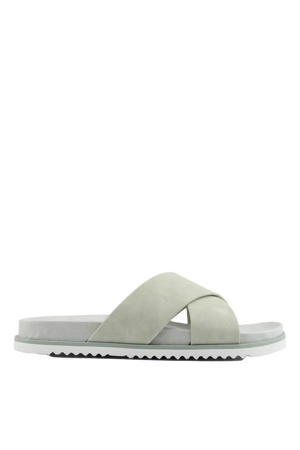 suède slippers lichtgroen