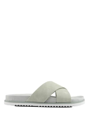 suède slippers lichtgroen