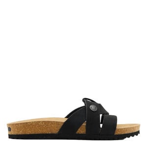 suède slippers zwart