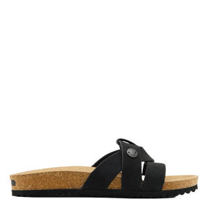 suède slippers zwart