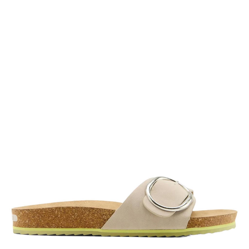 Beige dames ESPRIT suède slippers met gesp