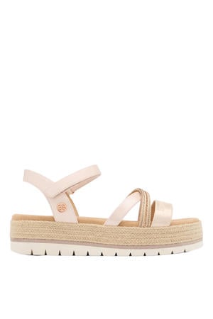 imitatieleren sandalen met plateauzool lichtroze