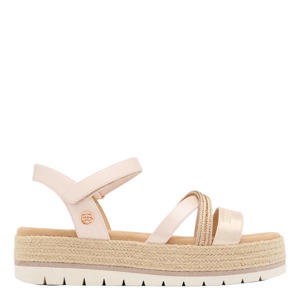 imitatieleren sandalen met plateauzool lichtroze
