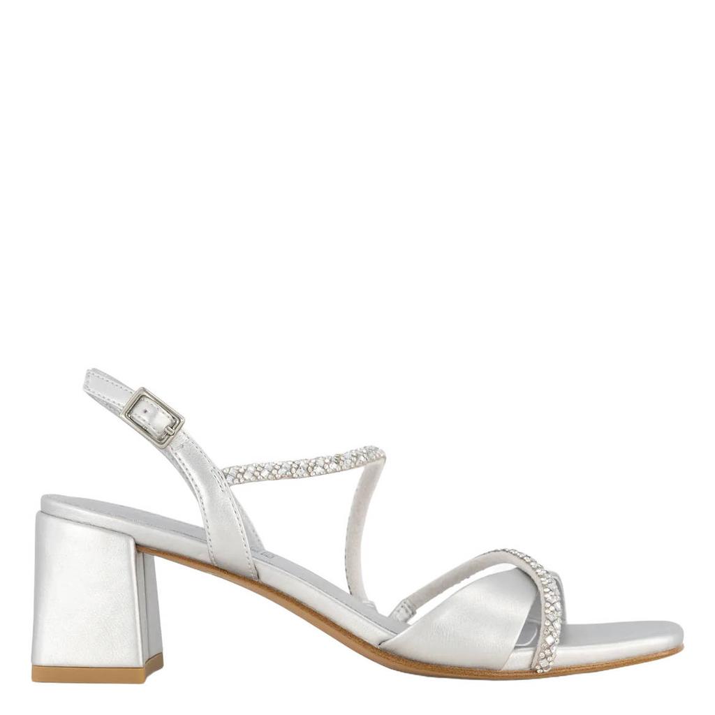 Zilverkleurige dames Graceland leren sandalettes met strass
