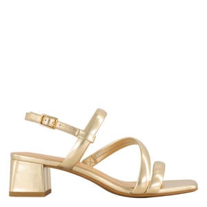 leren sandalettes goud