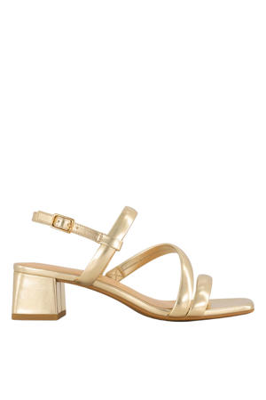 leren sandalettes goud