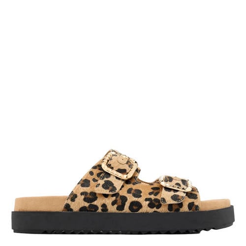 Graceland slippers met panterprint beige/zwart afbeelding