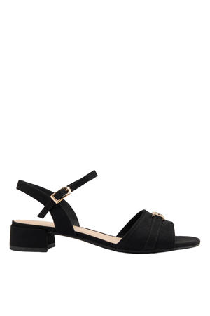 suède sandalen met siergesp zwart