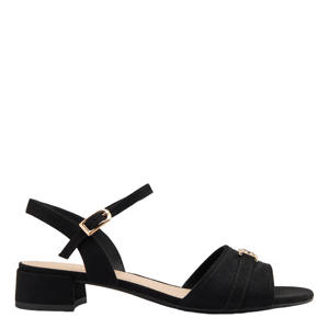 suède sandalen met siergesp zwart
