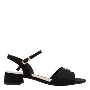 suède sandalen met siergesp zwart