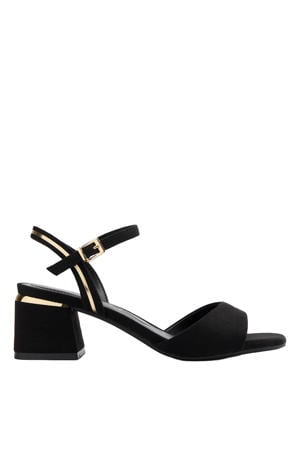 sandalen met blokhak zwart/goud