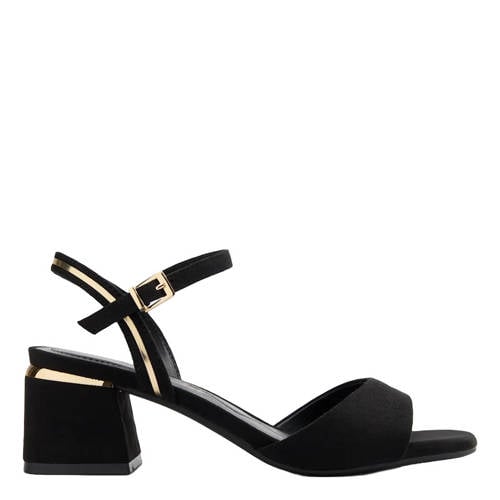 Graceland sandalen met blokhak zwart/goud