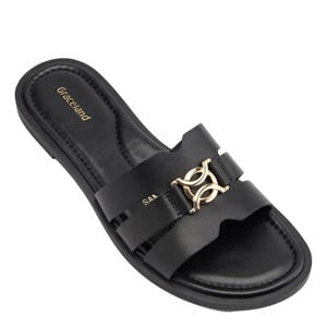 leren slippers zwart