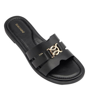 leren slippers zwart