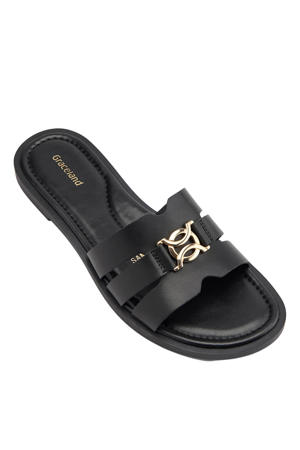 leren slippers zwart