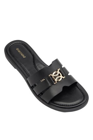 leren slippers zwart