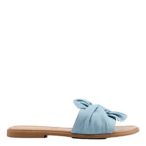 slippers met knoopdetail lichtblauw