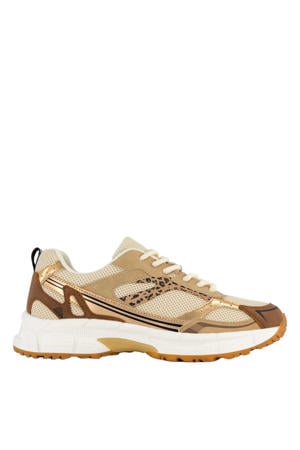 leren sneakers beige/bruin