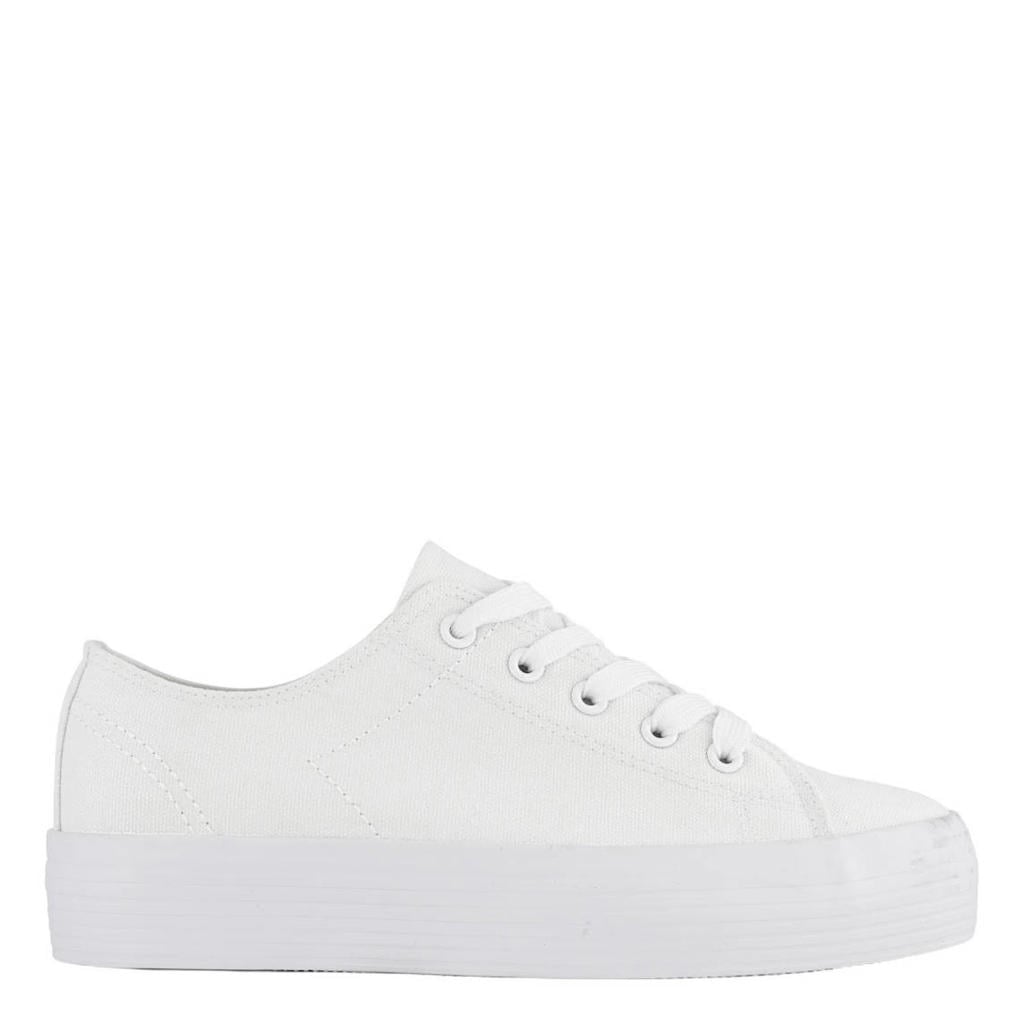 Witte dames Vty katoenen sneakers van canvas met veters