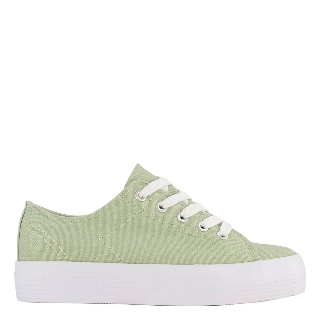 Mintgroene dames Graceland sneakers van canvas met veters