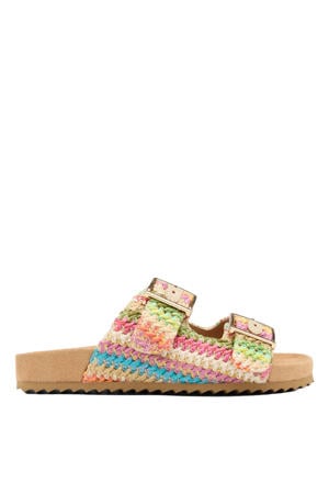 gehaakte slippers - roze/geel/blauw