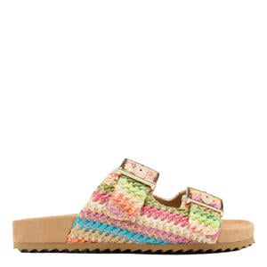 gehaakte slippers - roze/geel/blauw
