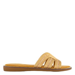 imitatieleren slippers met studs goud