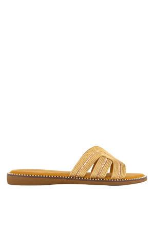 imitatieleren slippers met studs goud