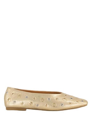 leren ballerina's goud