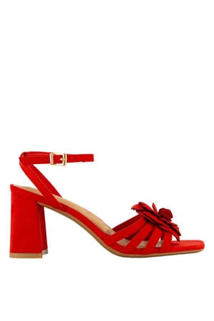 suède sandalettes rood