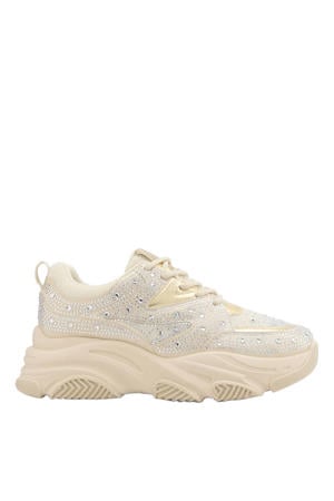 chunky sneakers met strass ecru