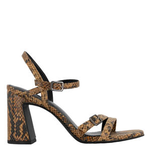 leren sandalettes met dierenprint bruin