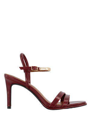 imitatieleren sandalen met naaldhak bordeaux